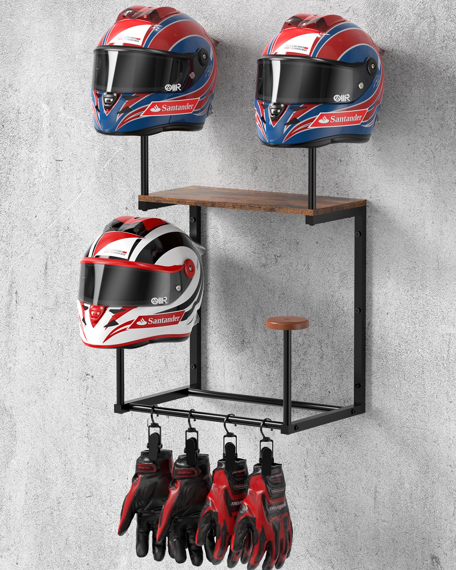 THYGIFTREE Helmhalter Wandhalterung, Motorradhelmhalter Plattenständer Display Organizer mit Motorradzubehör