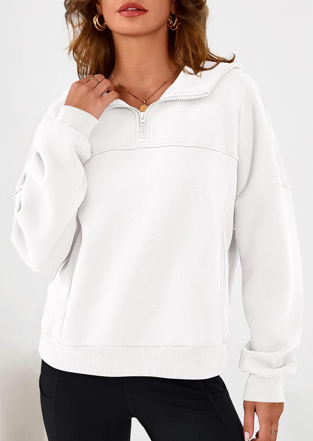 PRETTYGARDEN Womens Hoodies Cropped Fleece Sweatshirts 2025 Fall Fashion Quarter Zip Pullover Long Sleeve Tops Winter Clothes - Image 7