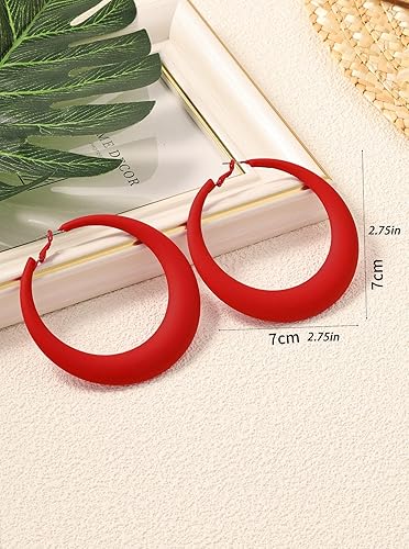 Miniatura 4 de Aretes de aro coloridos para mujer, aretes colgantes de neón de los años 80 y 90, aretes retro mate grandes, aretes gruesos exagerados, joyería Y2K,