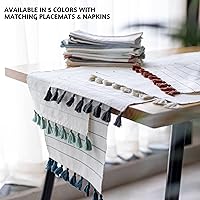Vista 7 de Folkulture Camino de mesa con borlas de 72 pulgadas de largo para mesa de comedor o decoración estilo granja, camino de mesa rústico para tocador