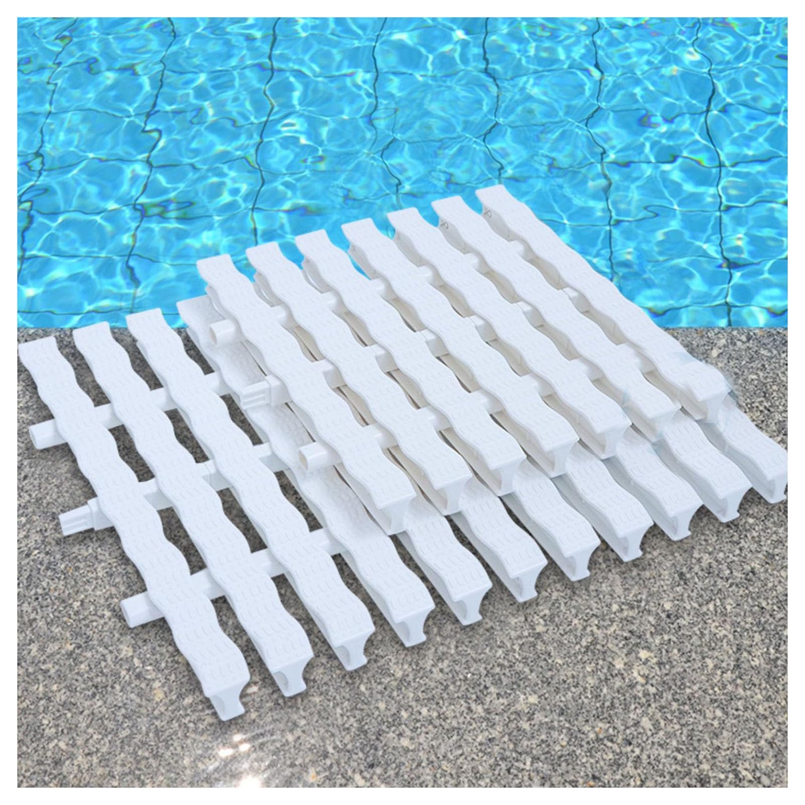 SDCFFC Swimming Pool Overflow Drain Grating Cover, PPS Plastic Activity Grate Strip, 10pcs 25x100CM for Indoor/Outdoor Water Drainage Solutions