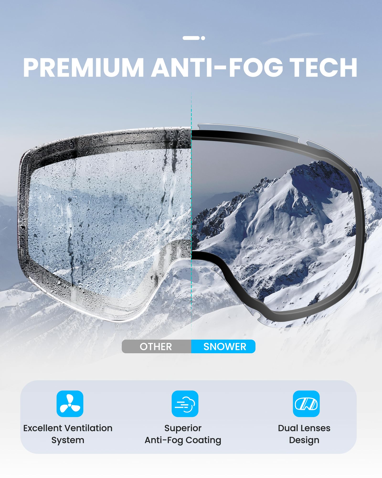SNOWER Yh291 - Occhiali da sci unisex, confezione da 1