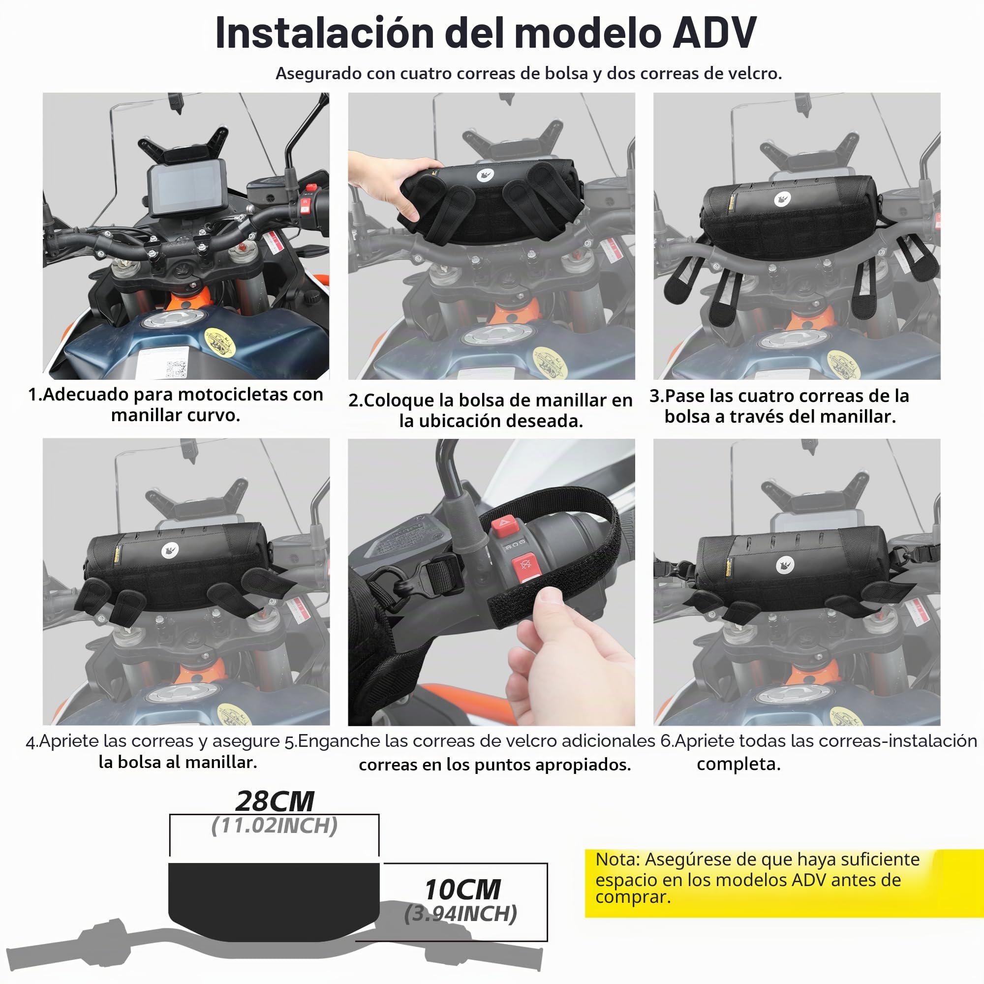 Rhinowalk Bolsa para manillar de moto 2L MJX2010, impermeable, con protector de lluvia y correa para el hombro, apta para ADV Enduro Touring