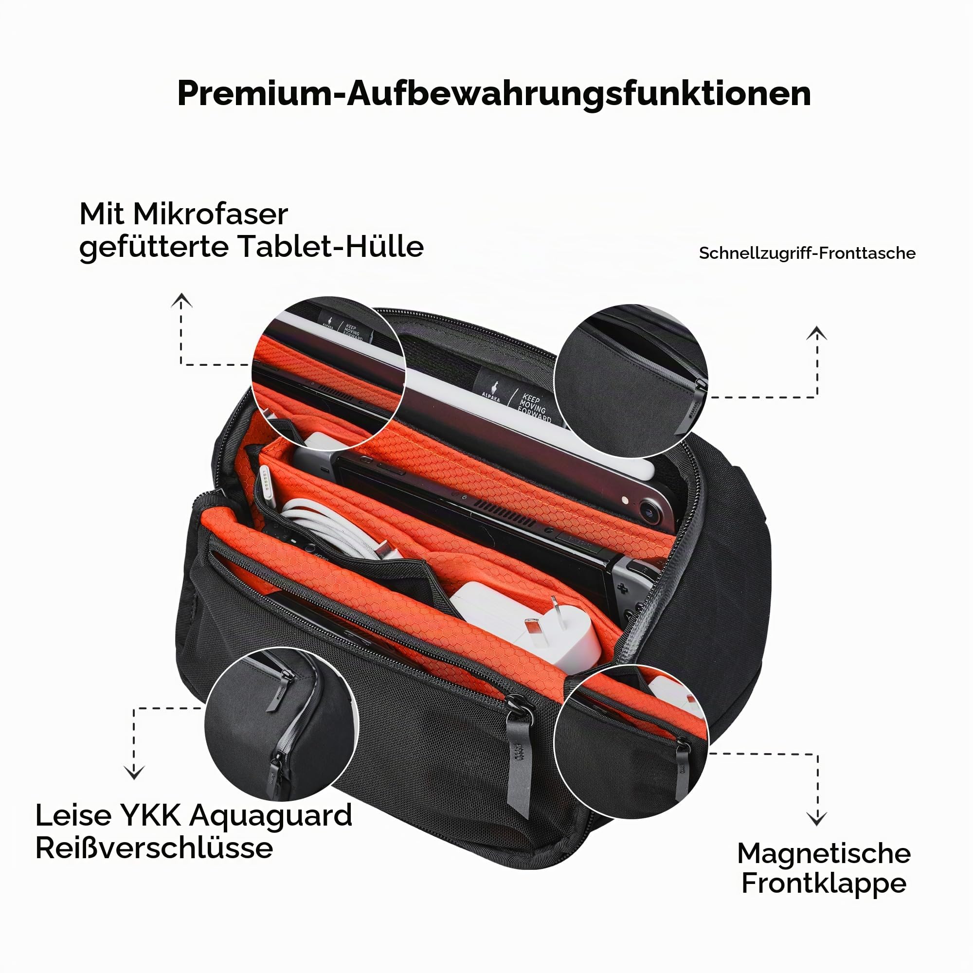 ALPAKA Vertex Pouch – Sling Bag Herren mit Magnetverschluss | Abnehmbarer Riemen, ergonomischer Griff, wetterfester Stoff, für Elektronik & Zubehör