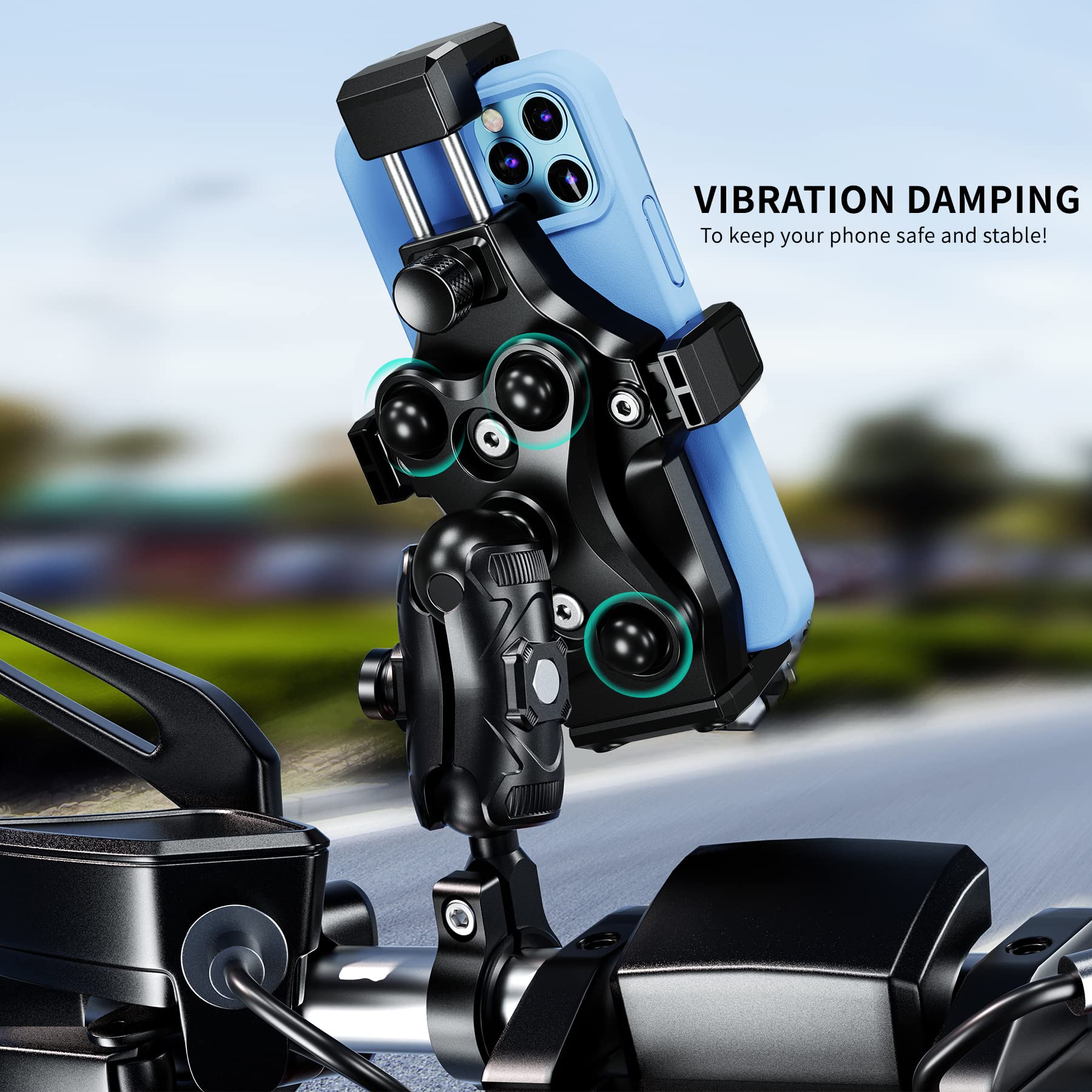IMESTOU Anti-Vibration Motorcycle Phone Mount- 1" Ball Handlebar Phone Holder