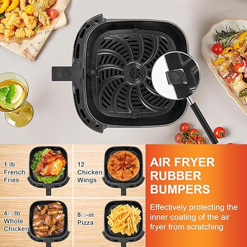 Miniatura 4 de Sartén de repuesto para freidora de aire mejorada para Chefman de 8 cuartos de galón, placas antiadherentes con parachoques de goma, bandeja