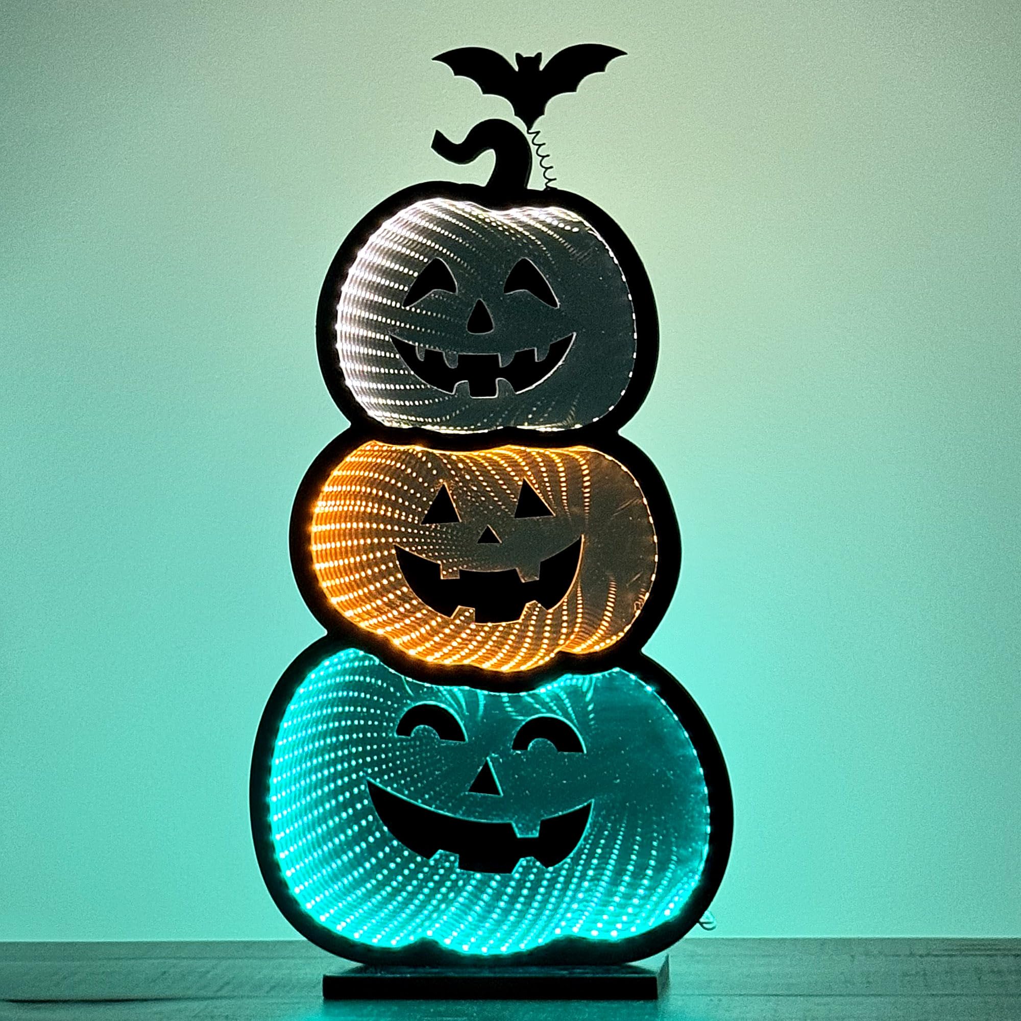Elumina Decor - 3 Stacked Pumpkins Infinity Mirror Light with
