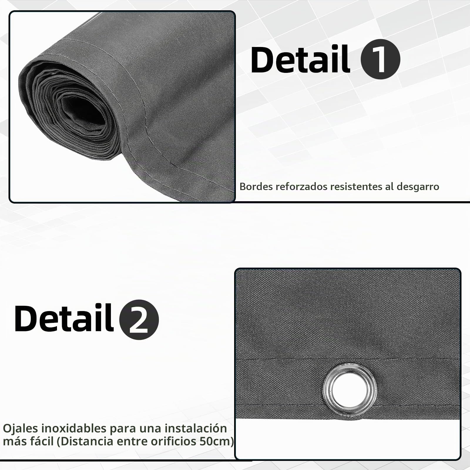 CCLIFE Pantalla para Balcón Jardín Exterior impermeable Protección de Privacidad Opaca Polyster, Protección UV, Resistente al Viento, se Puede Cortar, con Cuerda y Bridas