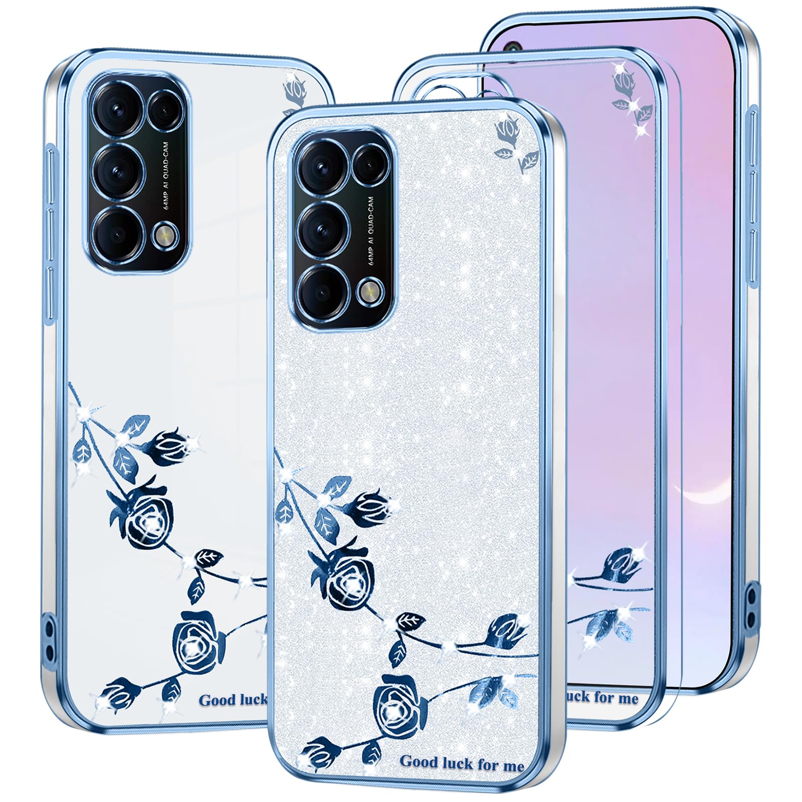 KJYF Custodia Cover per Oppo Find X3 Lite + Pellicola Protettiva in Vetro Temperato, Transparent Silicone Anti-Giallo TPU Case, 3 Pezzi Schermo Protettore per Oppo Find X3 Lite (6.43) - Clear