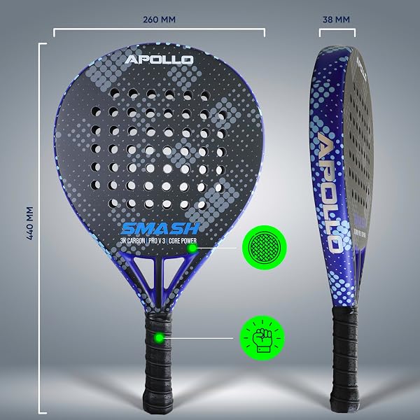 Apollo Pala de pádel - Pala de pádel para principiantes y avanzados, pala de carbono para hombre y mujer - 2