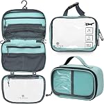 Kit sac de toilette: Suspension Travel Sac de toilette + 311 TSA Sac liquide cosmétique + Poche d'organisateur d'accessoires ultralégers, turquoise, 3 Ensemble de toilettes en pièces