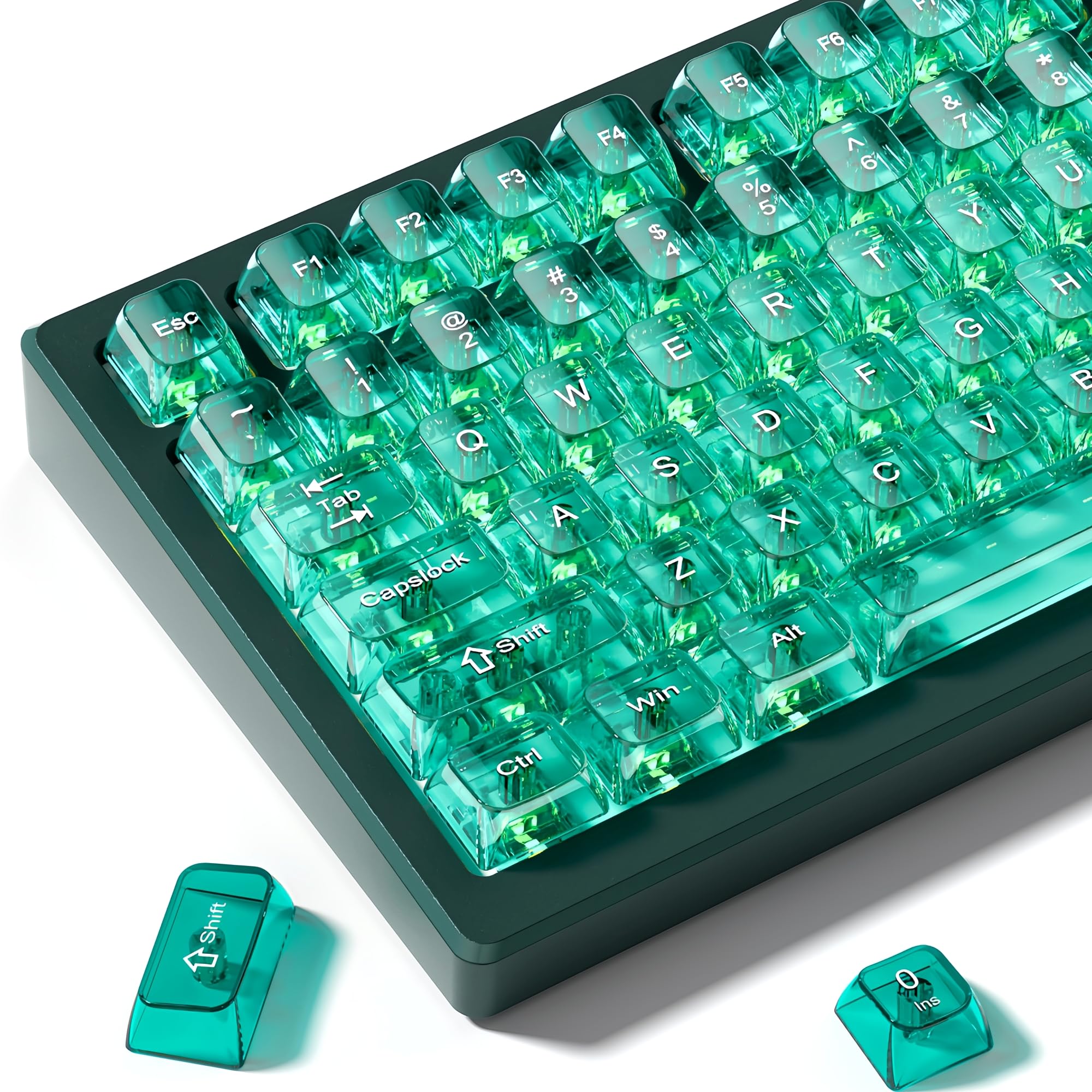 dagaladoo Clear keycaps,Transparent Keyboard keycaps,Jelly Key caps Set,Shine Through keycap，MDA Profile Keyboard caps for Mx Switches Mechanical Keyboard(Light Green)