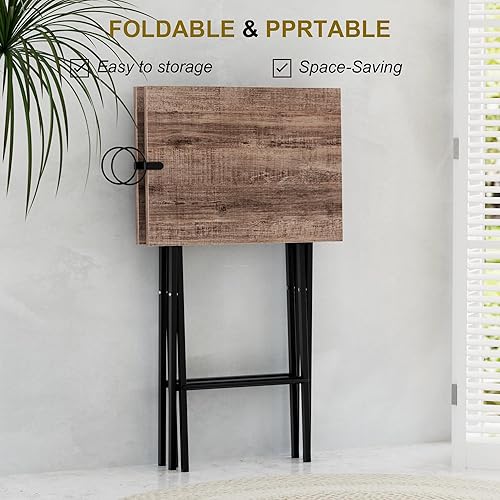 Miniatura 41 de VECELO Bandeja plegable de TV para comer, juego de 2, mesa portátil para cena/merienda con portavasos para sofá, sala de estar y espacio pequeño,