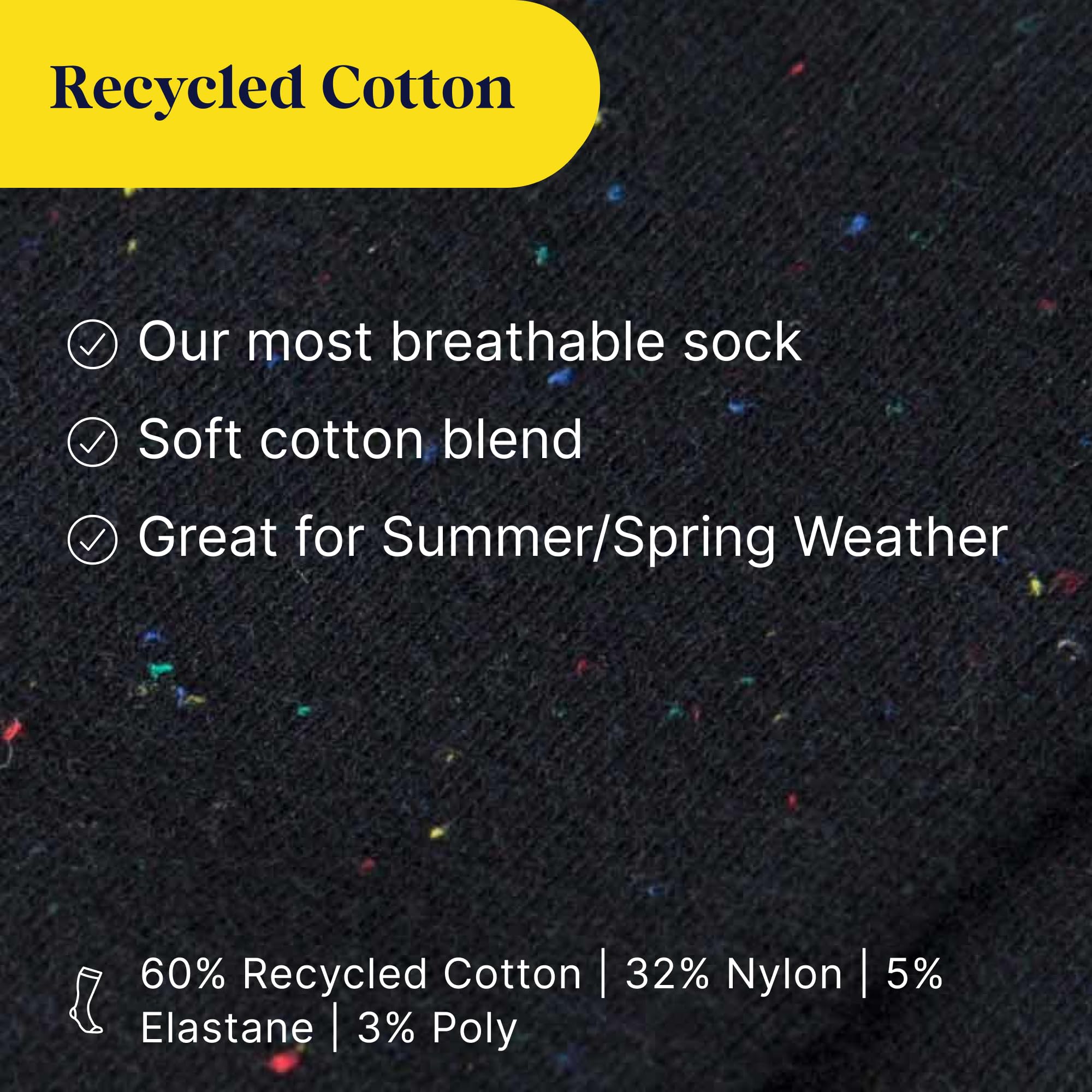 Comrad Premium Cotton Knee High Socks - 15-20mmHg Graduated Compression Socks - Soft & Breathable, Unisex: Regular Black Confetti - 3 Pack Small