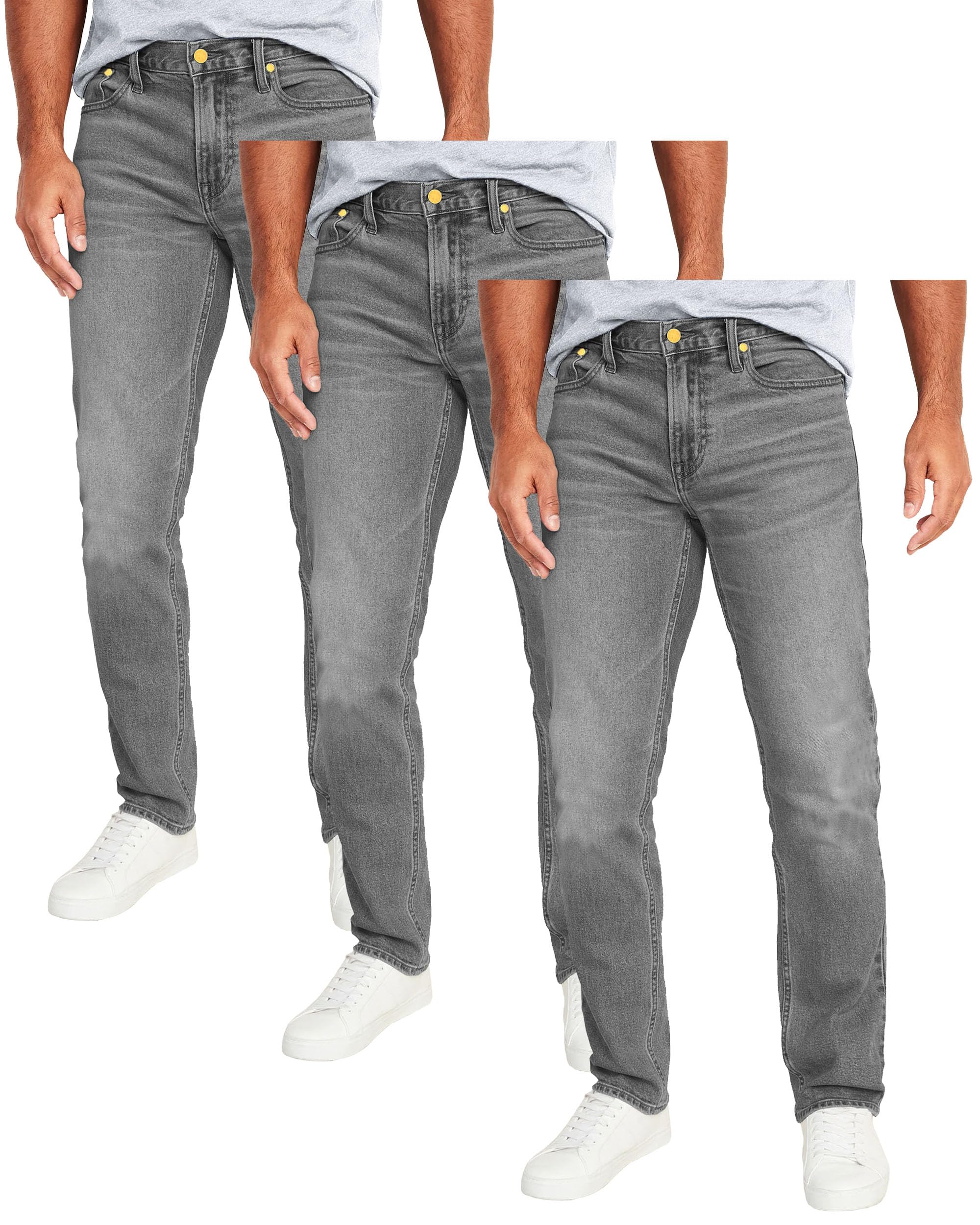 Galaxy by Harvic Men's Flex Stretch Slim Straight Jeans 3-Pack Ultimate Comfort (Sizes 30-42)