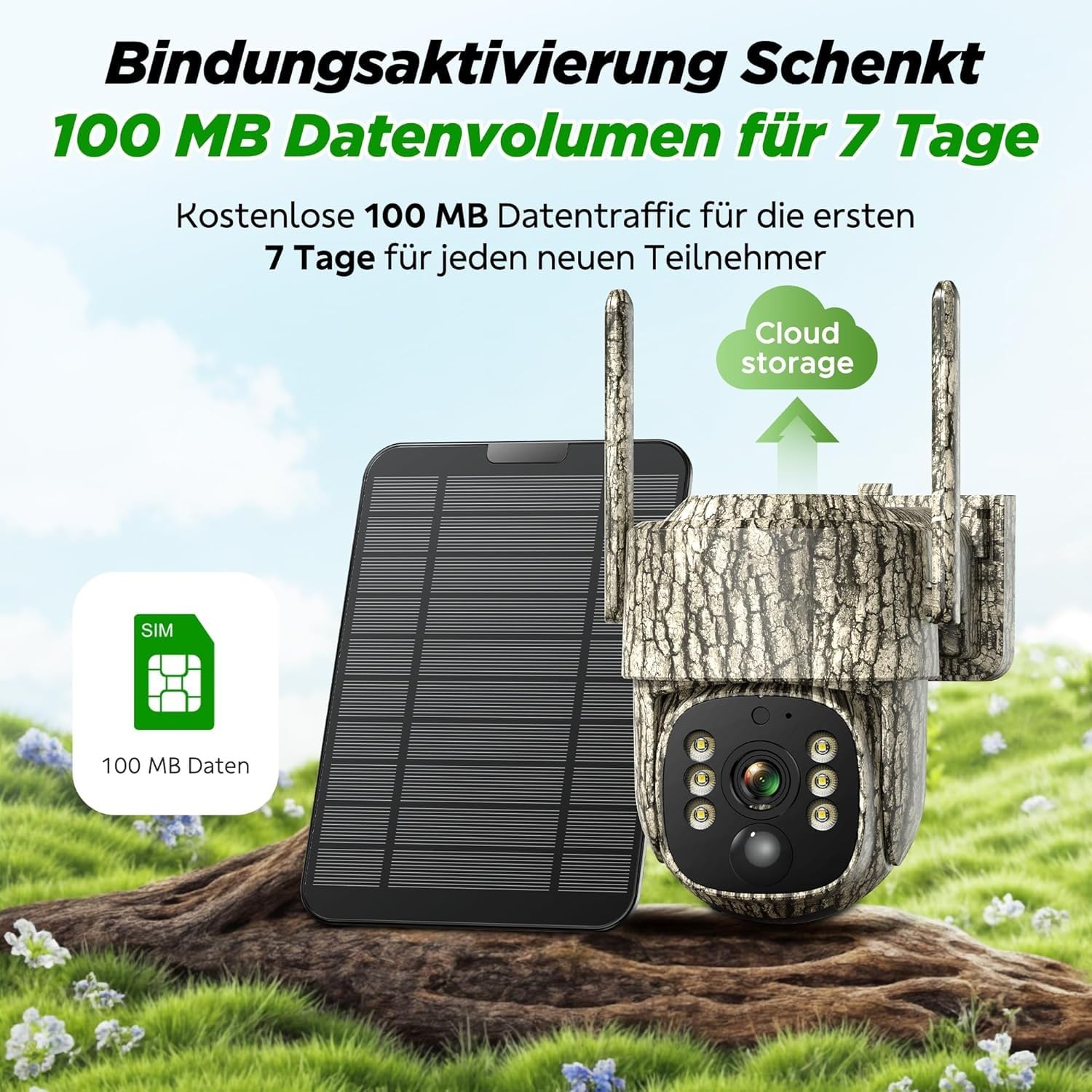 VOOPEAK 4G LTE Wildkamera Solar, 2.5K Live Übertragung Wildkamera mit Handyübertragung App, Wildtierkamera mit Nachtsicht Bewegungsmelder 355° Schwenk 90° Neigung IP66 Wasserdicht