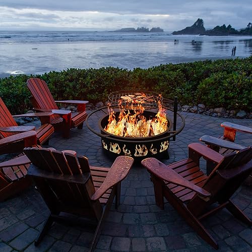Miniatura 6 de FUNBERRY Fogatas para exterior,Fogatas al aire libre con parrilla,Pozo de fuego de leña,Fogata de 30 pulgadas con pantalla de chispa,Rejilla de