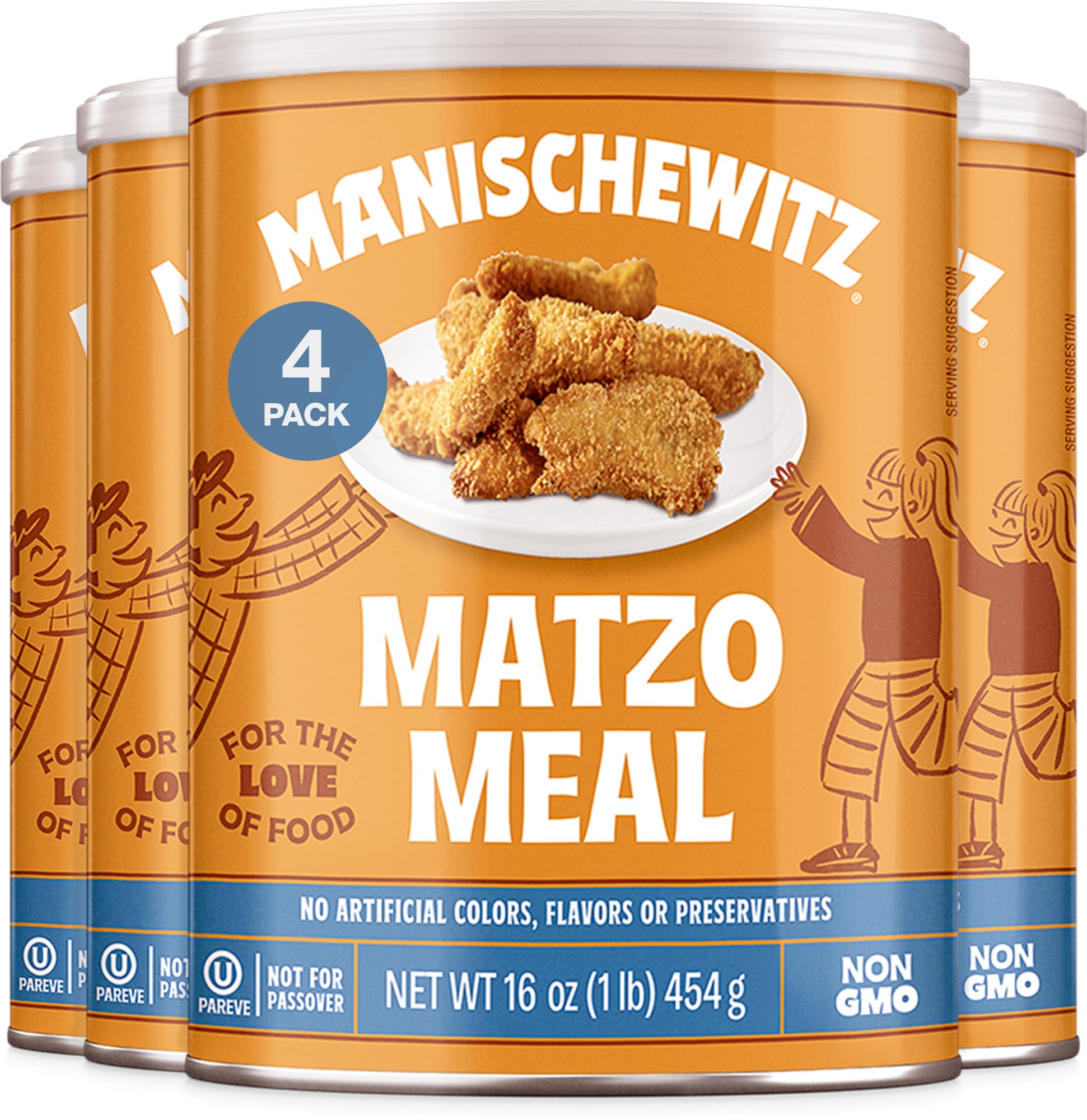 Manischewitz Daily Matzo Meal 16oz Canister | Perfect for Coating | Certified Kosher | NOT FOR PASSOVER