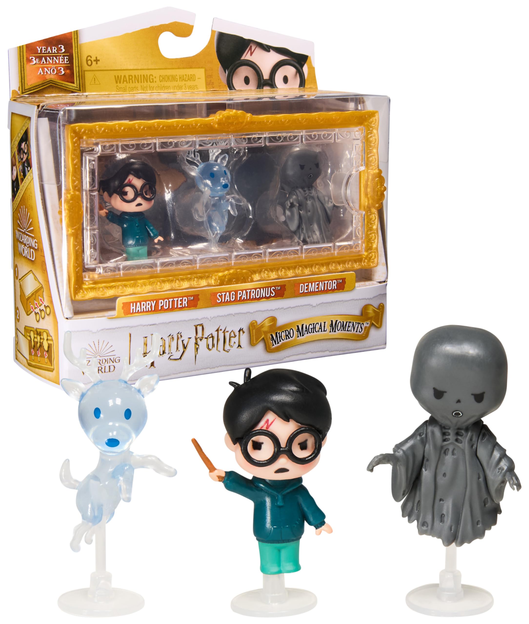 Wizarding World Harry Potter - Micro Magical Moments Sammelfiguren Multipack "Patronus" mit Harry Potter, Hirsch-Patronus, Dementor und Setzkasten, für Kinder ab 6 Jahren, Fanartikel