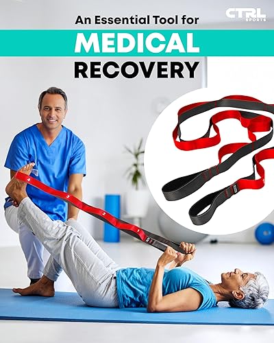 Miniatura 6 de Correa de estiramiento con bucles - Banda de estiramiento no elástica para terapia física, correa de yoga para equipo de estiramiento, bandas de