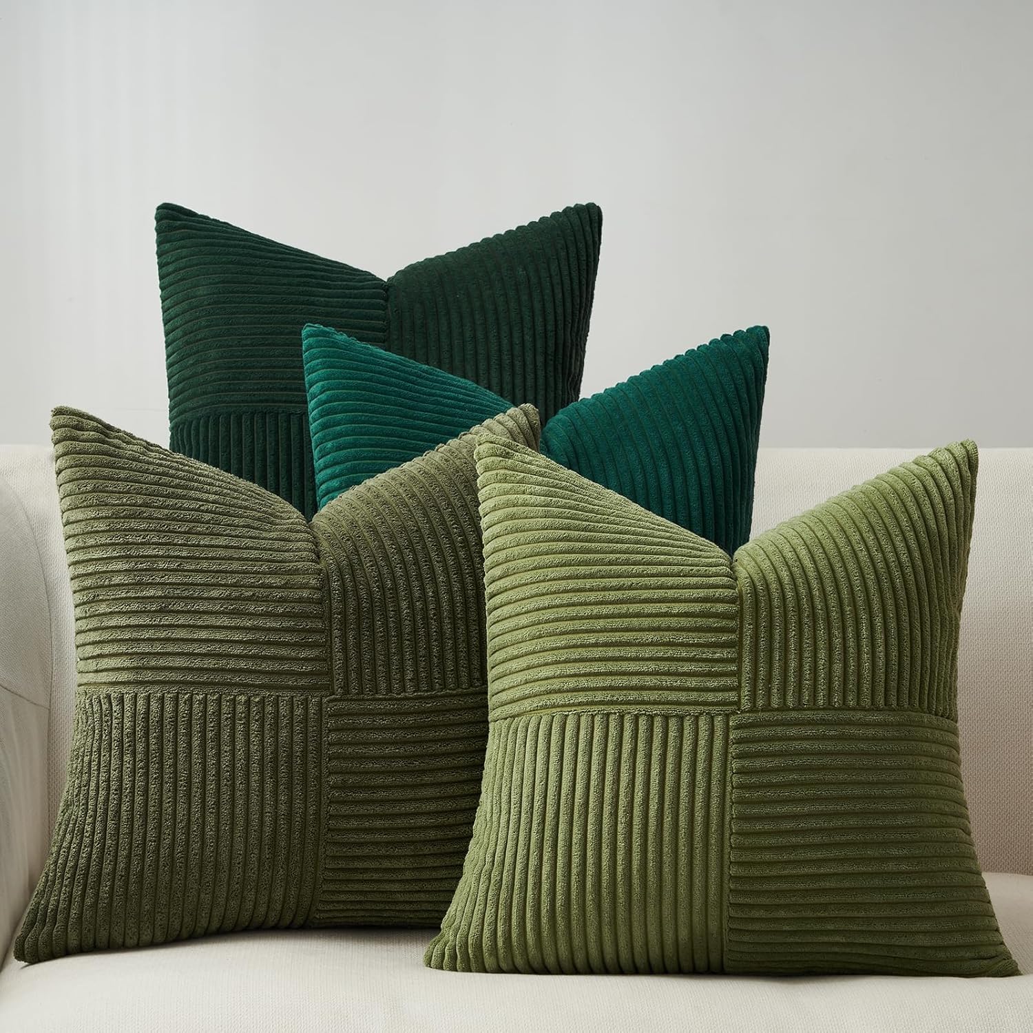 Topfinel Dark Green Cushion Covers 60 x 60cm for Living Room Cushion Covers Corduroy Scatter Decorative Cushions For Bedroom Set of 4 Fluffy Cushion Cover 24 x 24