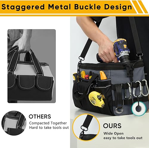 Miniatura 7 de Bolsa de herramientas resistente para hombres con organizador de llaves  Caja de herramientas vacía organizadora de almacenamiento con base