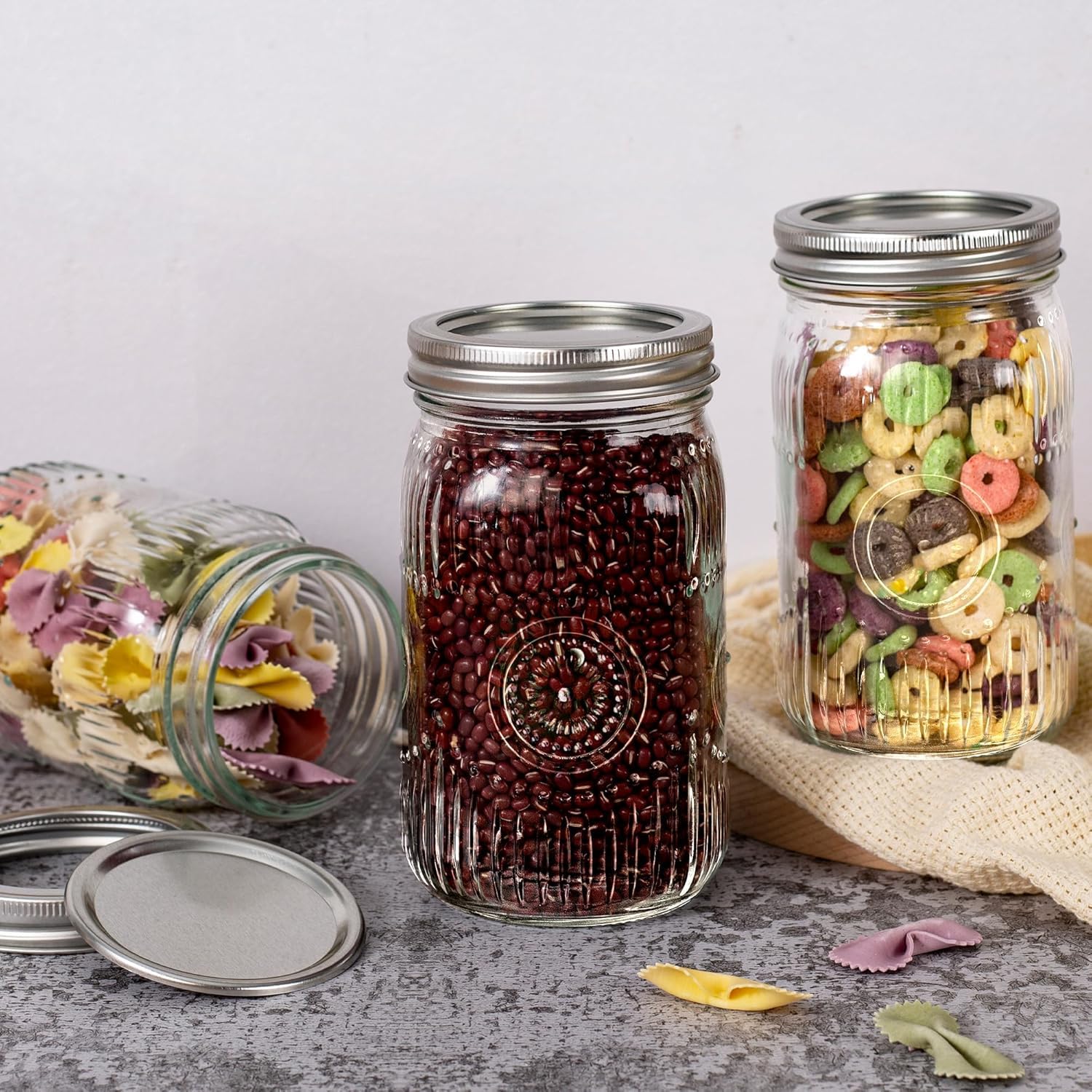 Pack de 4 Tarros de Cristal con Tapa, Vasos con tapón de rosca