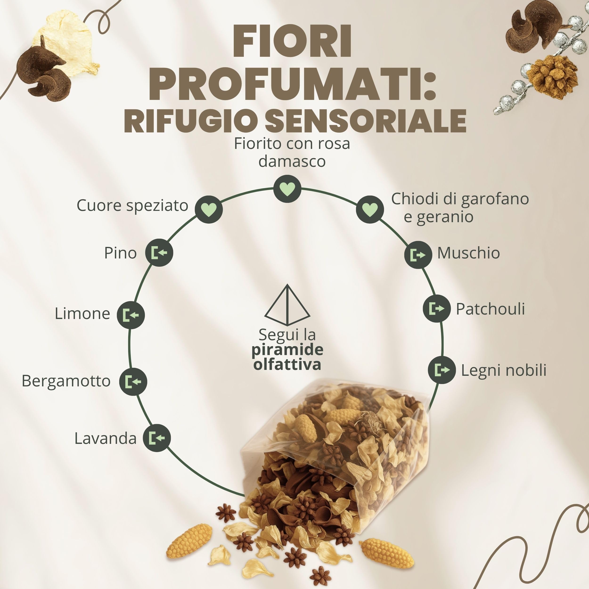 BRESEGHELLO - Pot Pourri DIAMANTE per Profumazione Casa 200 g - Pot Pourri con Fiori Secchi Profumati Fragranza Dave