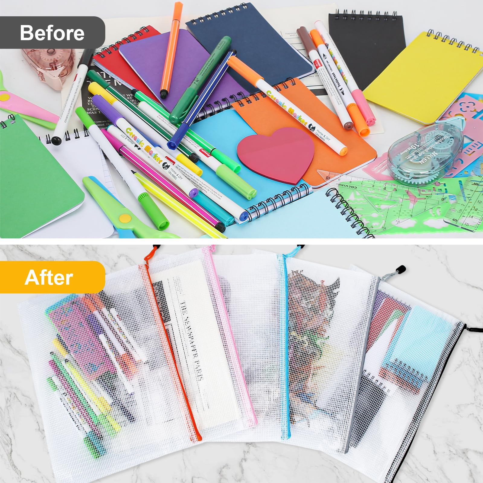 25 Pcs Zip Wallets A4 Plastic Folders Wallet with Zip A4 Document Folder Waterproof Zipper Bags for School Office Supplies Receipts Invoices Puzzles Storage, 5 Colour - Image 4
