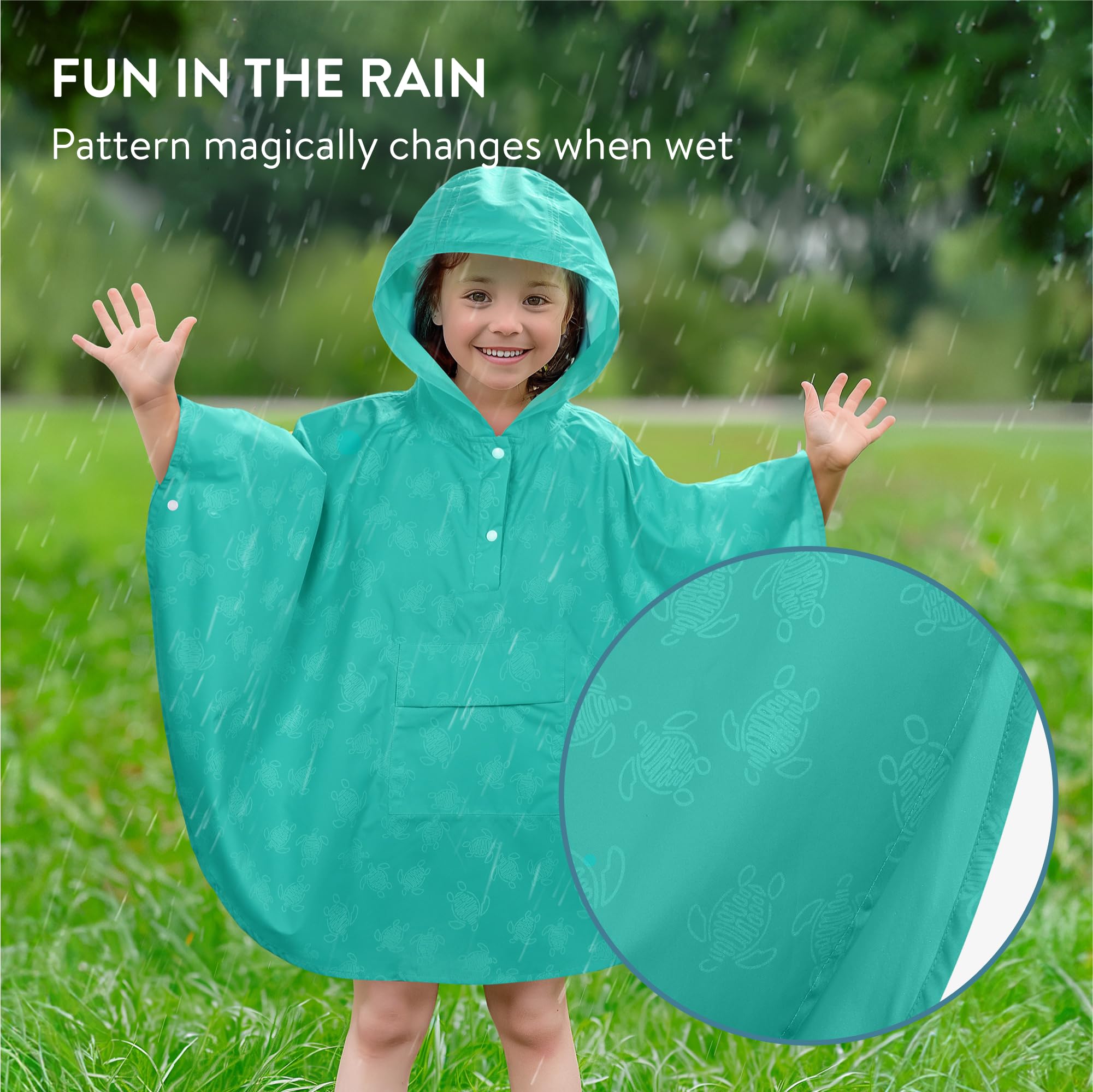 JEMIDI Poncho Impermeable Niño - Capa de Lluvia Infantil Mágica con Cambio de Color al Contacto con Agua - Con Bolsa de Transporte - Poncho Lluvia Niña Niño 3-5 Años - Morado