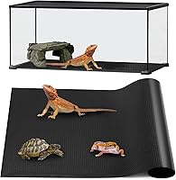 Zunzingy Bearded Dragon Reptile Mat - Terrarium Substrate Liner for Leopard Gecko, Lizard, Snake, Tortoise (18"x72" Black, Non-Adhesive Flooring)