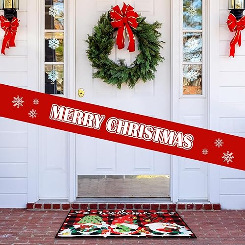 Miniatura 4 de Geelin 3 tapetes de Navidad con gnomo de bienvenida, para árbol de Navidad, camión, para interiores y exteriores, tapete antideslizante para porche