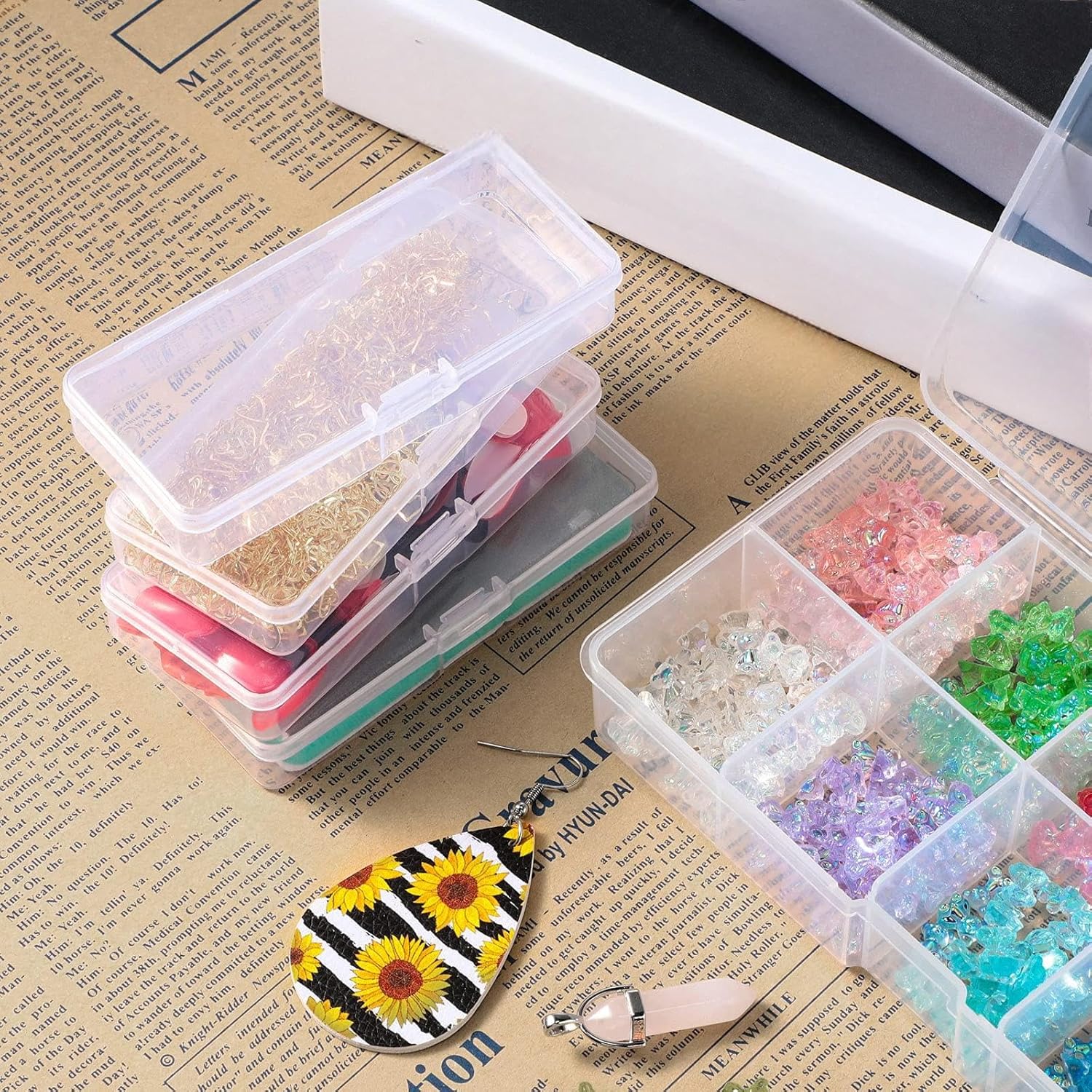 Blulu 18 Pieces Small Plastic Case Small Storage Containers Transparent Storage Case Plastic Box with Lid Containers for Bobby Pin Swab, Craft, Jewelry, Coin, Screw, Bead (3.9 x 1.6 x 0.6 Inch) - Image 5
