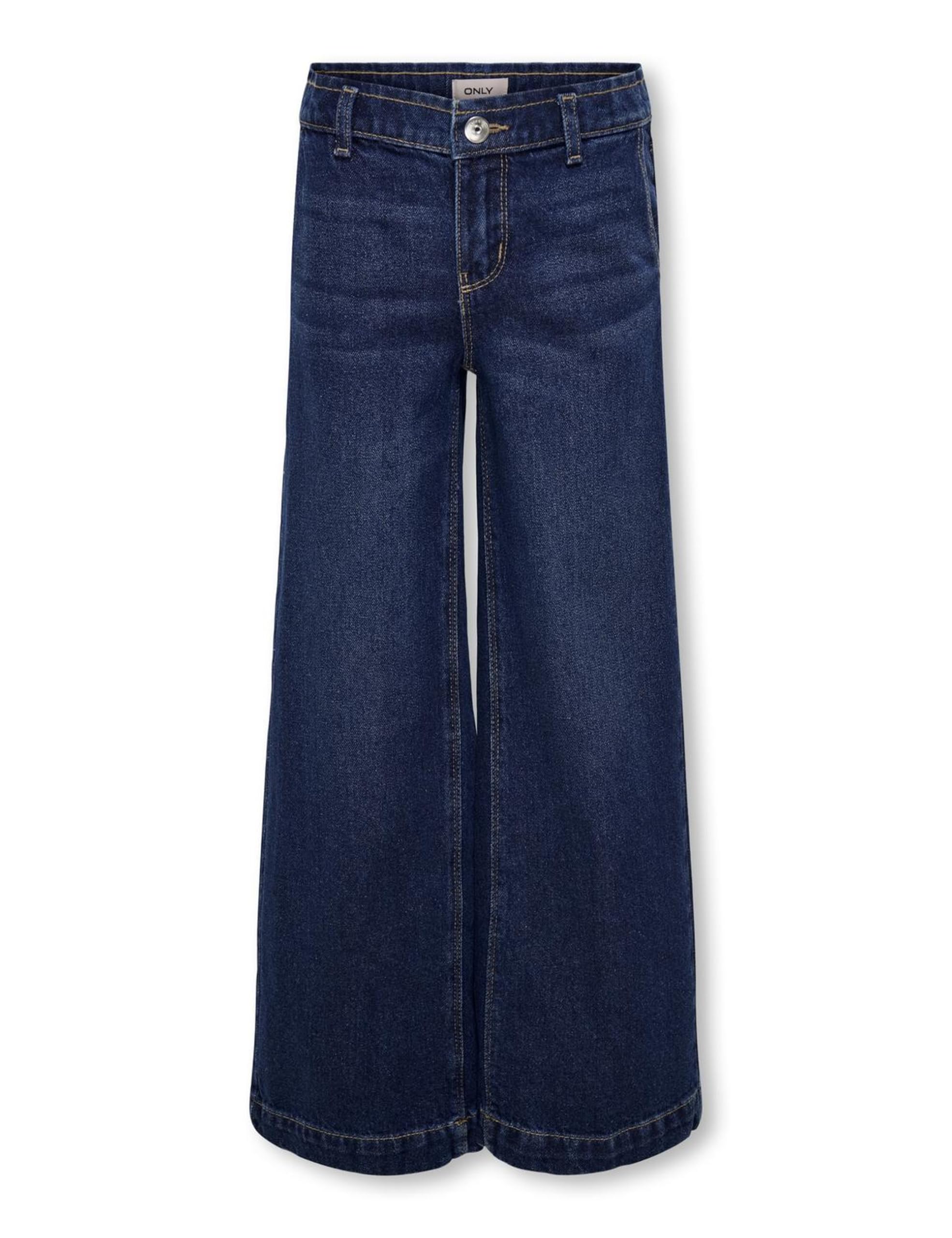 Kids ONLY Girls' Kogcomet Wide DNM PIM Noos Trousers, Dark Denim Blue, 128