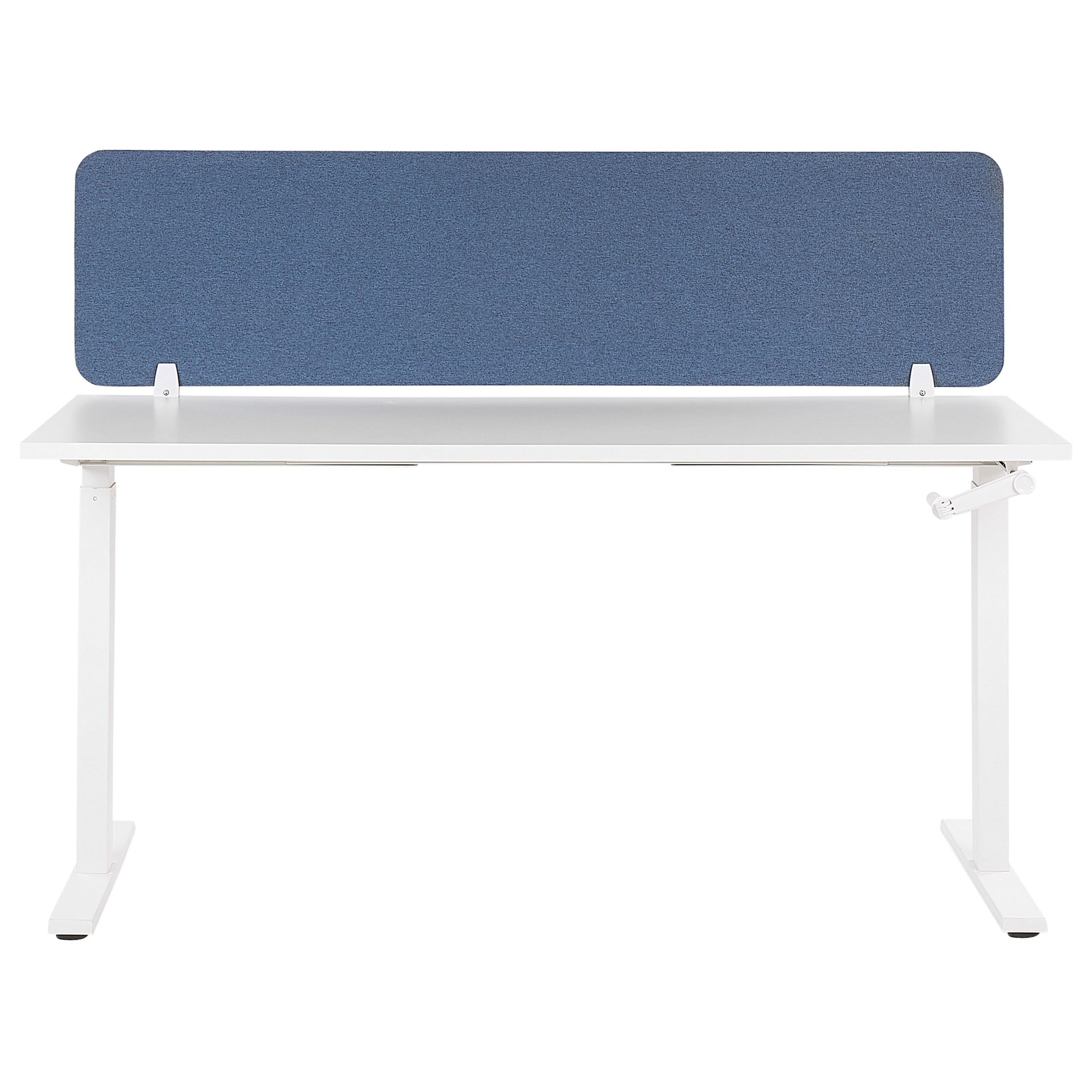 Beliani Séparateur Cloison Acoustique de Bureau et Table Bleu 160 x 40 cm Réduit Le Bruit et Les Distractions Visuelles Idéal pour Le Open Space