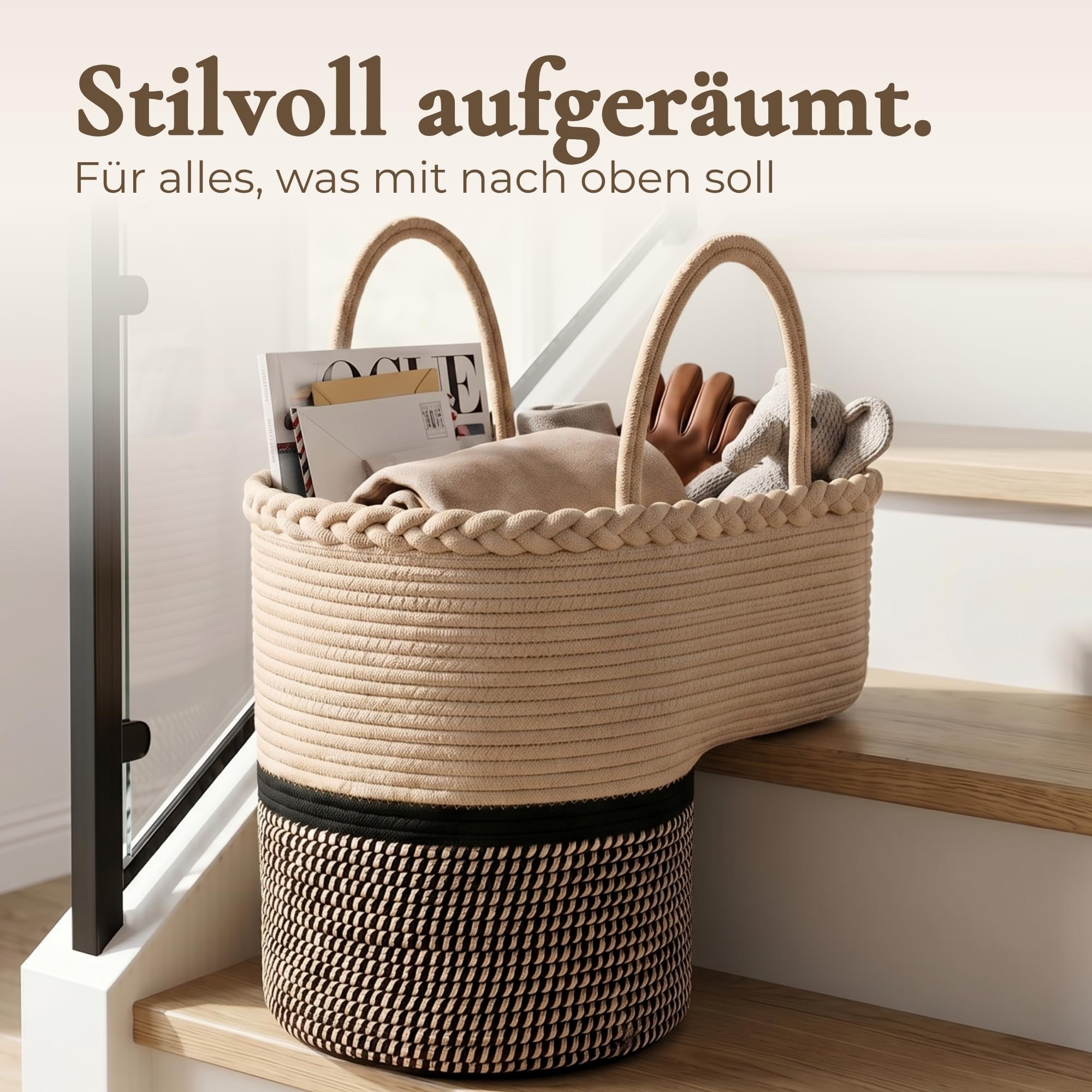 Treppenkorb Stufenkorb | Treppentasche aus 100% Baumwolle | stair basket