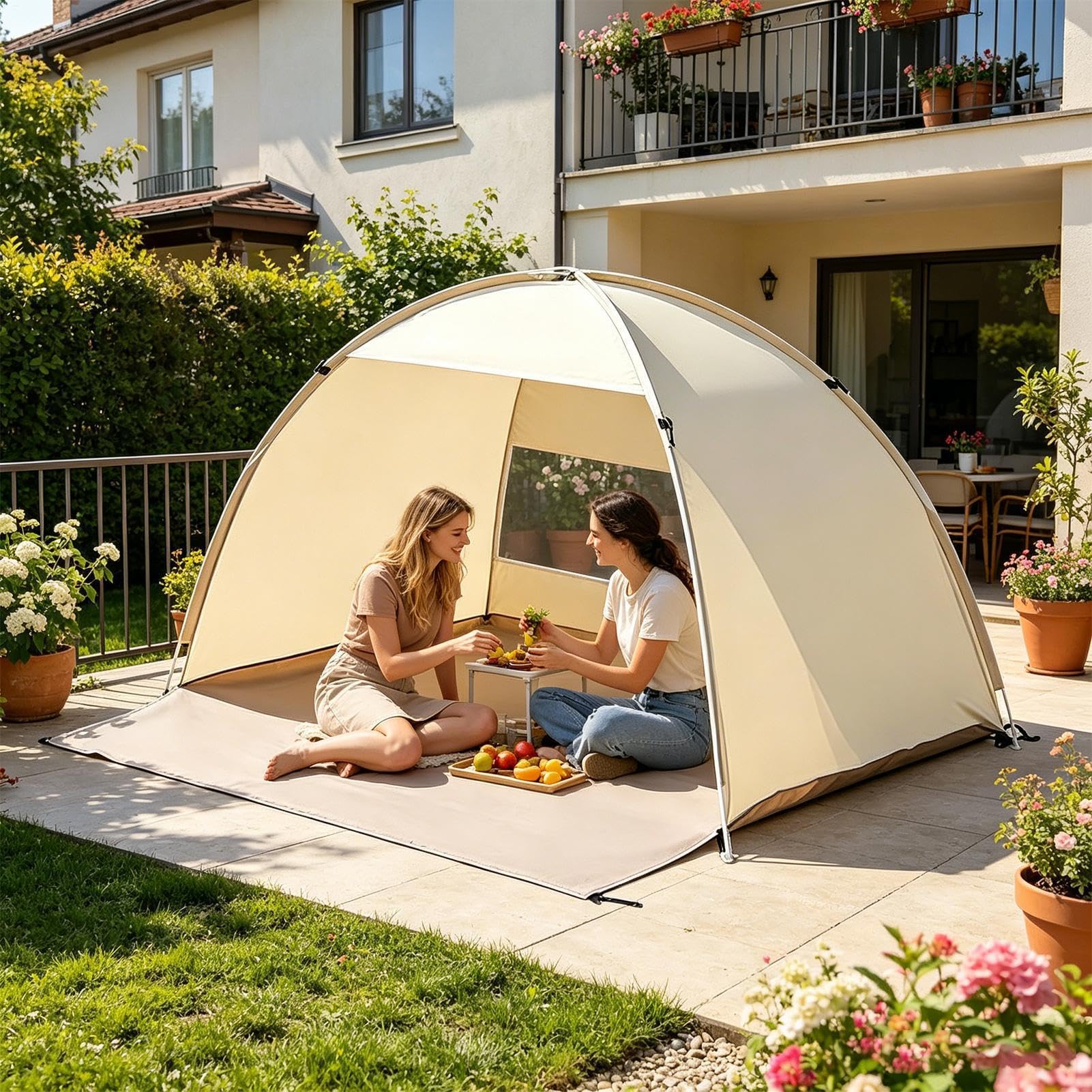 Tenda da Spiaggia Solare Portatile con Montaggio Facile | Tenda Parasole per 3-4 Persone, Campeggio, Giardino, Picnic, Famiglia, Pesca, Escursionismo, Viaggio, Trekking