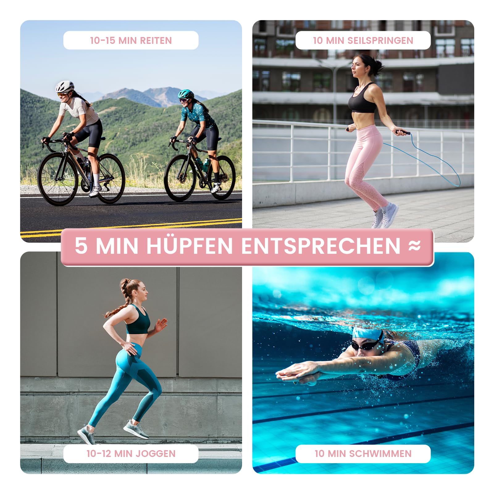 HXD-ERGO Klappbar Fitness Trampolin Erwachsene Indoor, Keine Installation erforderlich und tragbar, Durchmesser 106 cm