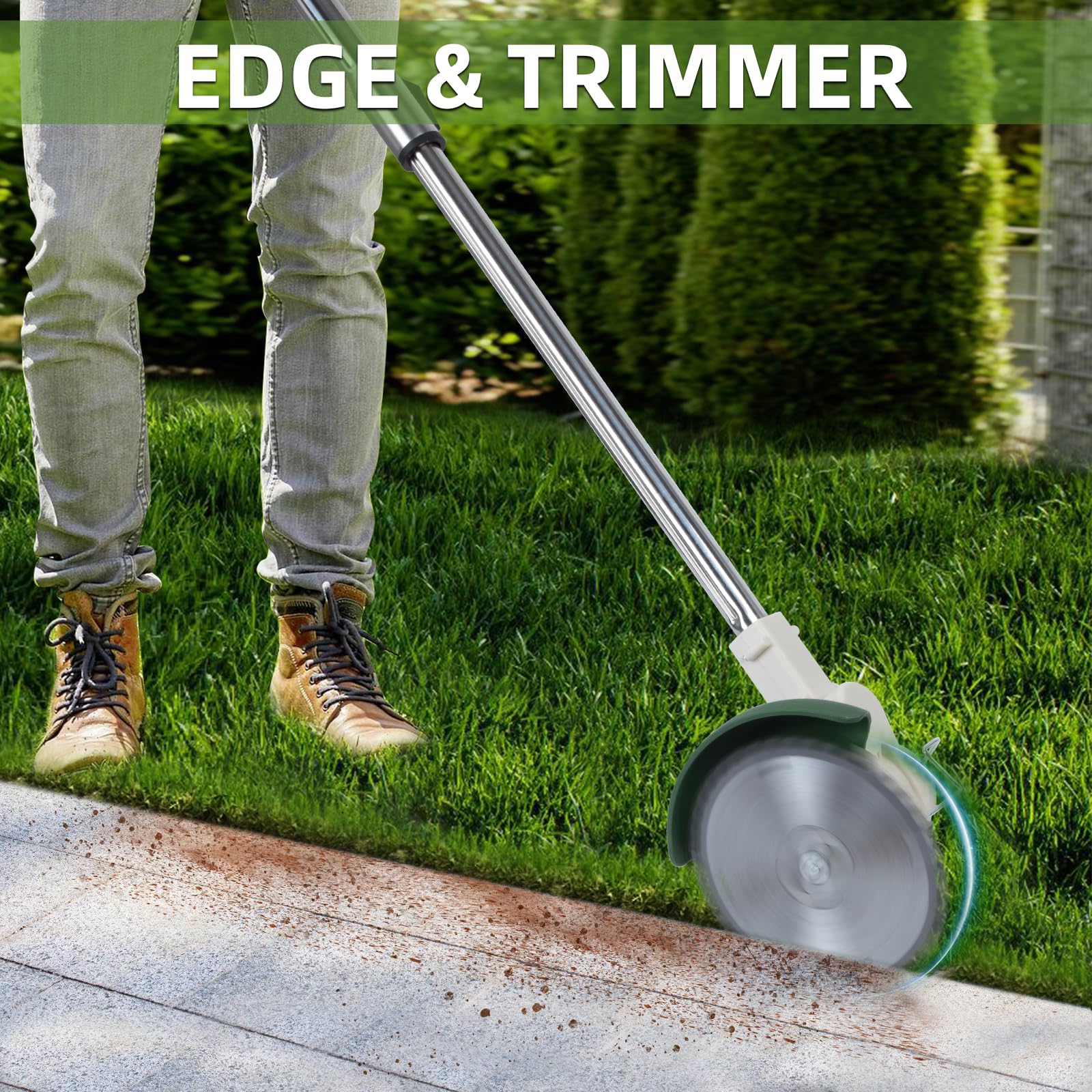Decespugliatore a batteria senza fili con lama in metallo da 4,0 Ah e caricabatterie rapido, potente decespugliatore elettrico da giardino, ricaricabile, leggero, adatto per giardini, ville, prati