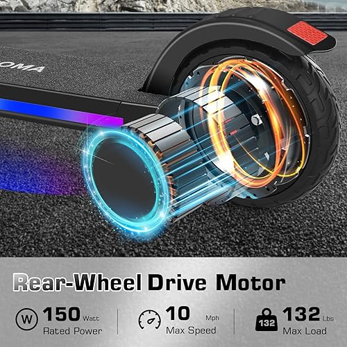 Miniatura 98 de Caroma Patinete eléctrico para niños de 6 a 14 años, motor de 250 W/180 W/150 W y 15 mph, tiempo de conducción de 85 minutos, altura y velocidad