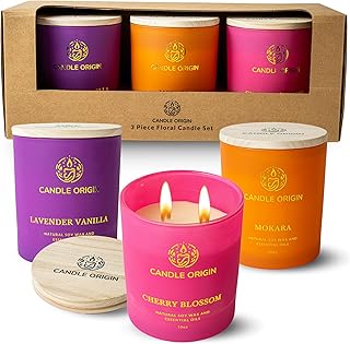 Floral Scented Gift Set for Women, 3×10oz Soy Wax Aromatherapy Candles, ...
