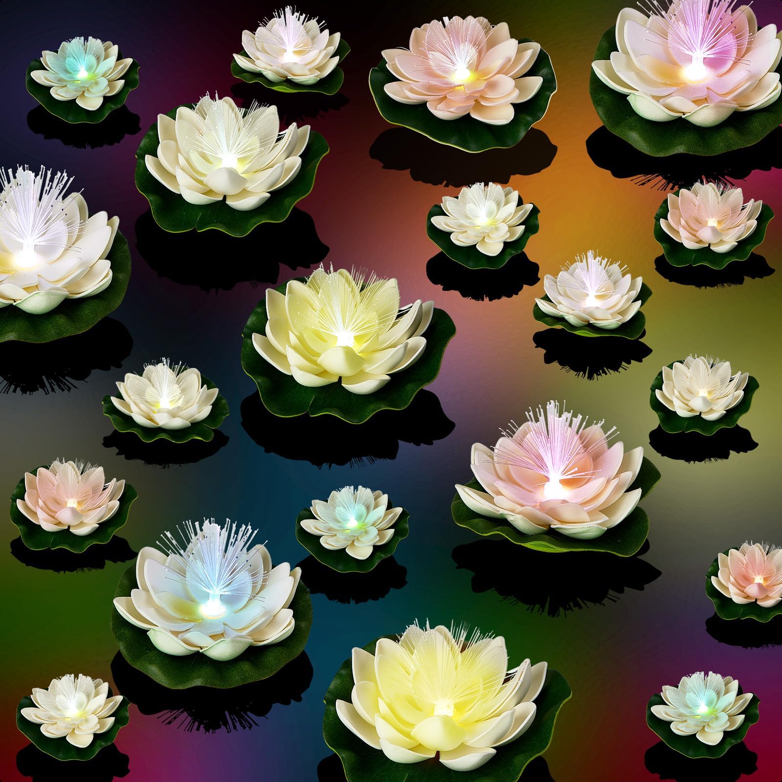 Retisee 20 Pcs Floating Lights LED Flower Artificial Lotus