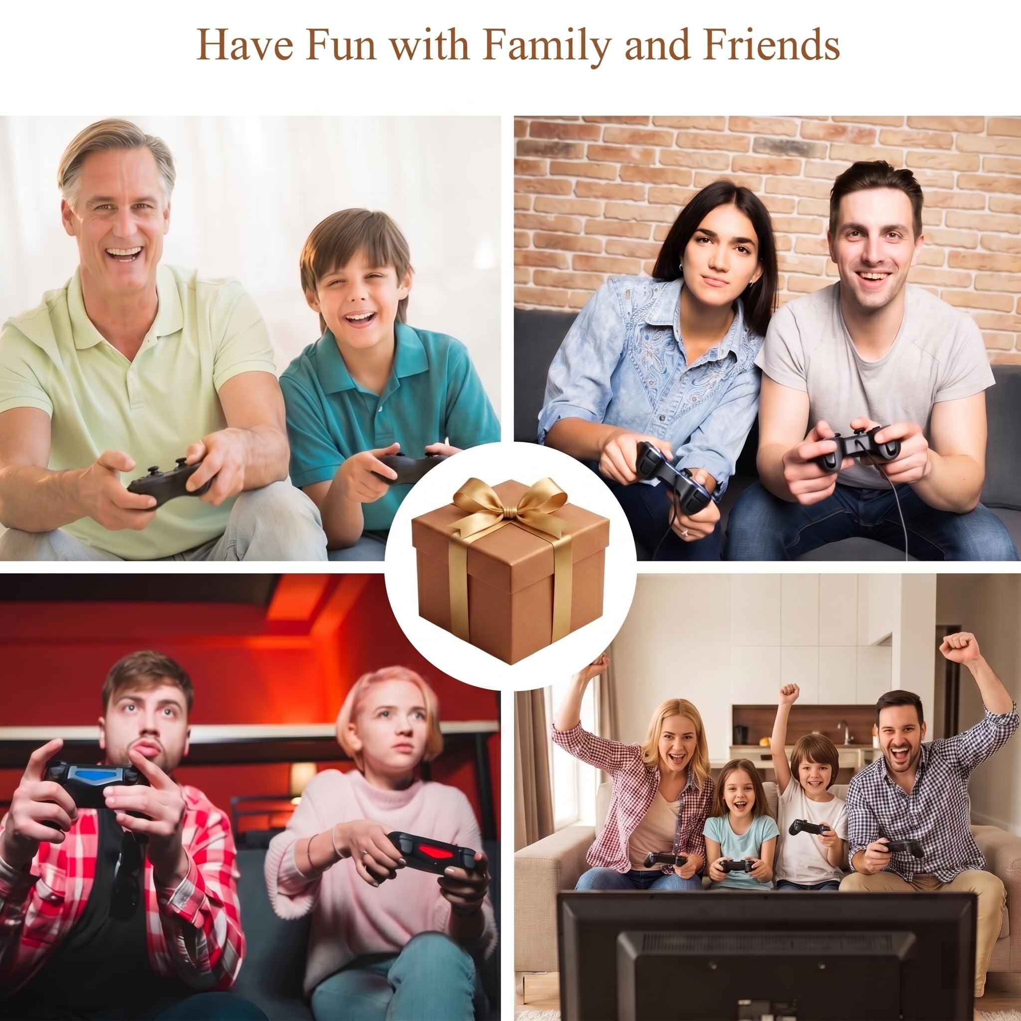 Whatsko Console per Video, 2 Controller Wireless, Plug and Play con Uscita 4K HD per TV, Computer e Proiettore, Regalo per Familiari e Amici