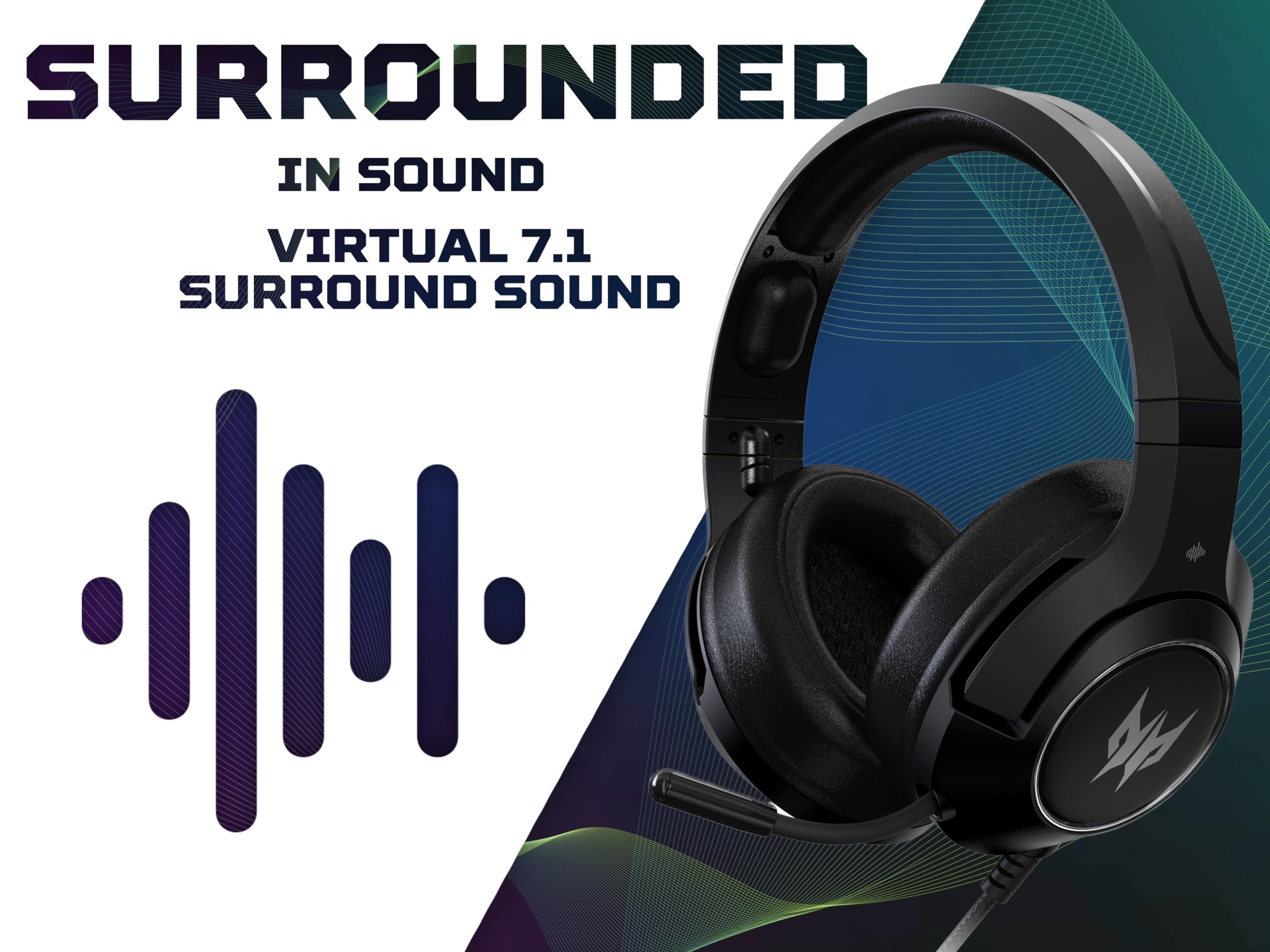 Predator Galea 350 zestaw słuchawkowy gamingowy (TrueHarmony Soundscape, 7.1 Virtual Sound, wielokierunkowy mikro, kompatybilny z PC, Xbox One S i PS4), czarny