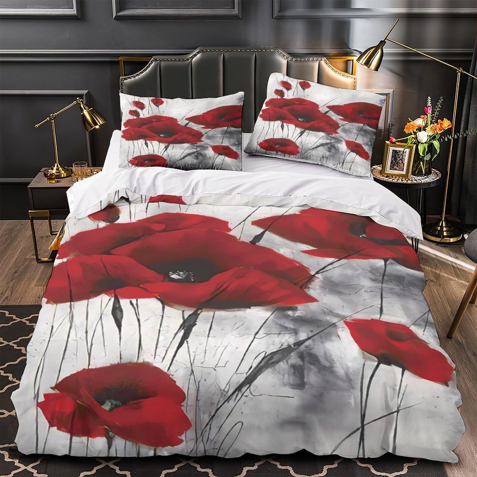 Housse de couette coquelicots pour décorer la chambre de fille
