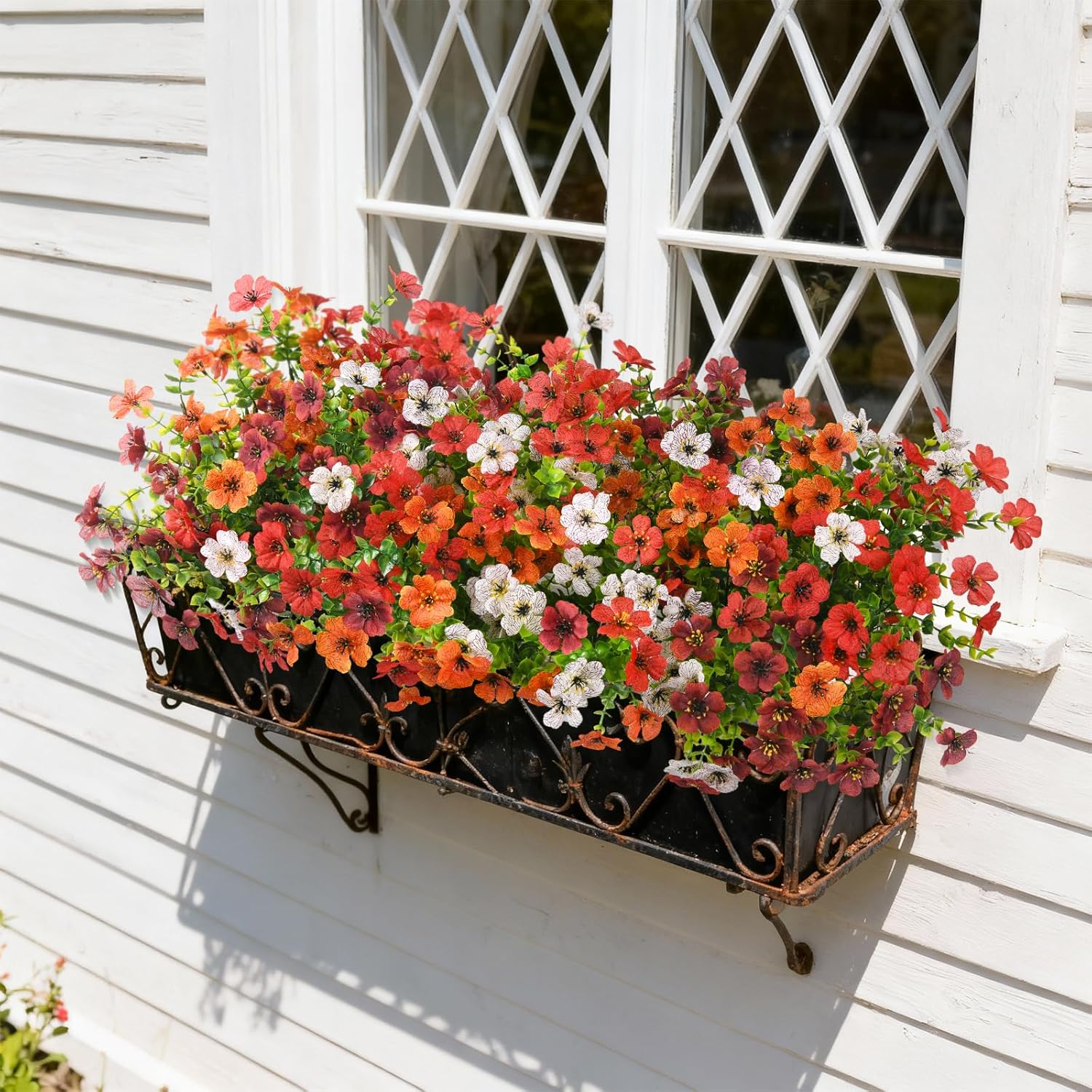 Artificial Flowers for Outdoors, 12 Bundles Multicolor Fake Faux Silk Flowers for Spring Summer Decoration, UV Resistant No Fade Artificial Plants Outdoor for Planter Porch Patio Yard Home Decor - Image 4