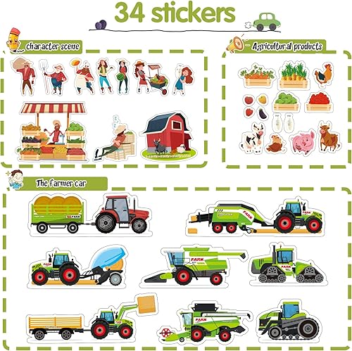 Miniatura 7 de Oriate Juguetes agrícolas para niños juego realista de vehículo de tractor juego de automóvil fundido a presión educativo mini animales de granja