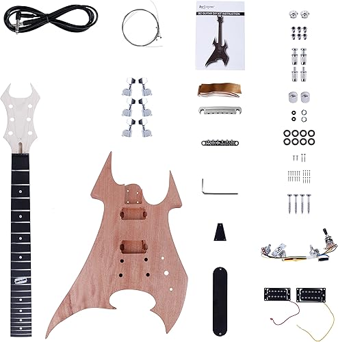 Leo Jaymz - Kits de guitarra eléctrica, para armarla tú mismo, con cuerpo de caoba y mástil de arce, diapasón de palisandro y todos los componentes
