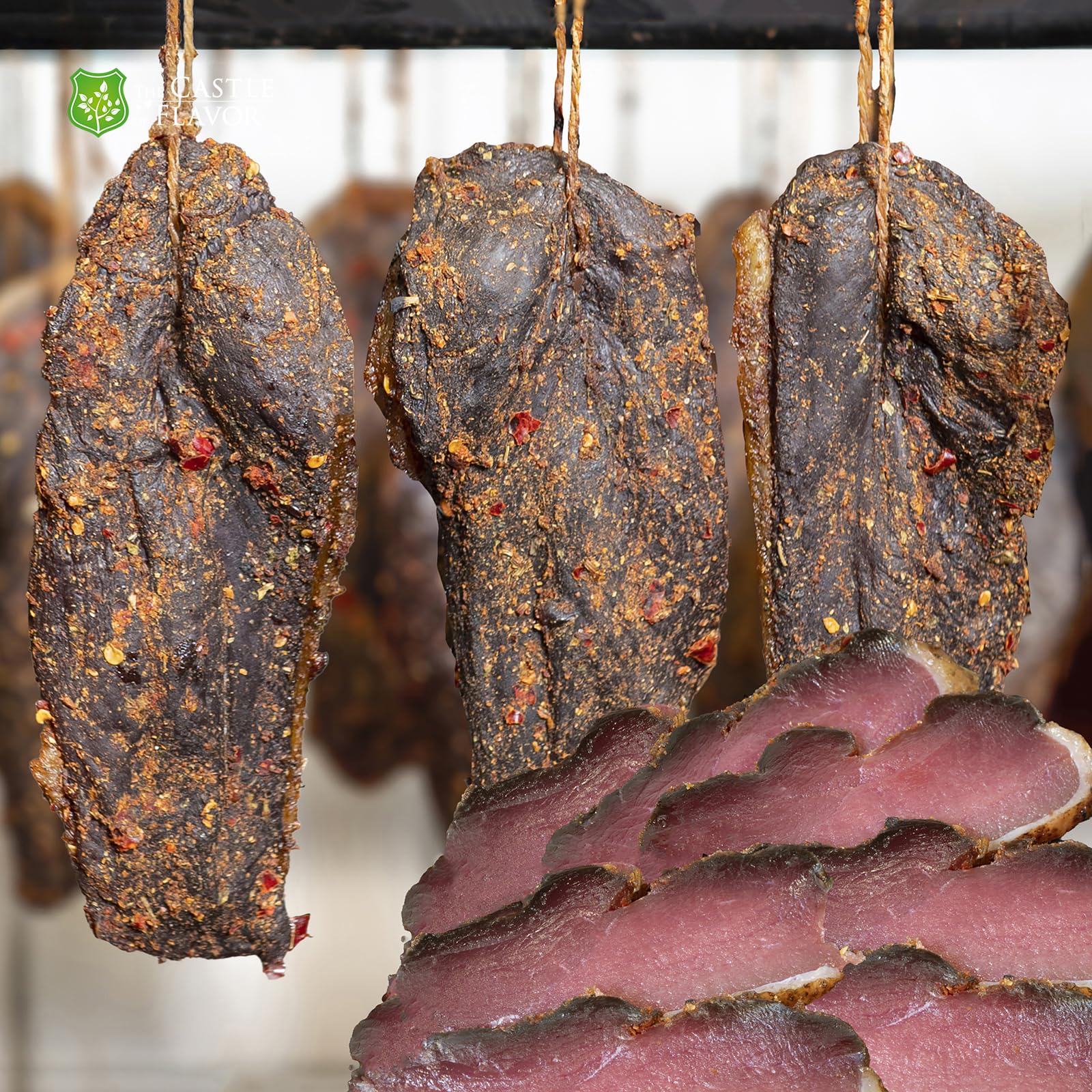 The Castle of Flavor Polnisches Trockenfleisch- und Wurstset 1,86 kg | 12 vakuumverpackte Spezialitäten: Rind, Ente, Schinken, Salami, Wurst, Schwein und Schmalz; zum Probieren oder Verschenken.