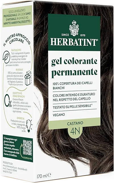 Herbatint Gel Colorante Permanente 4N Castano 170 ml - Colore per Capelli Naturale